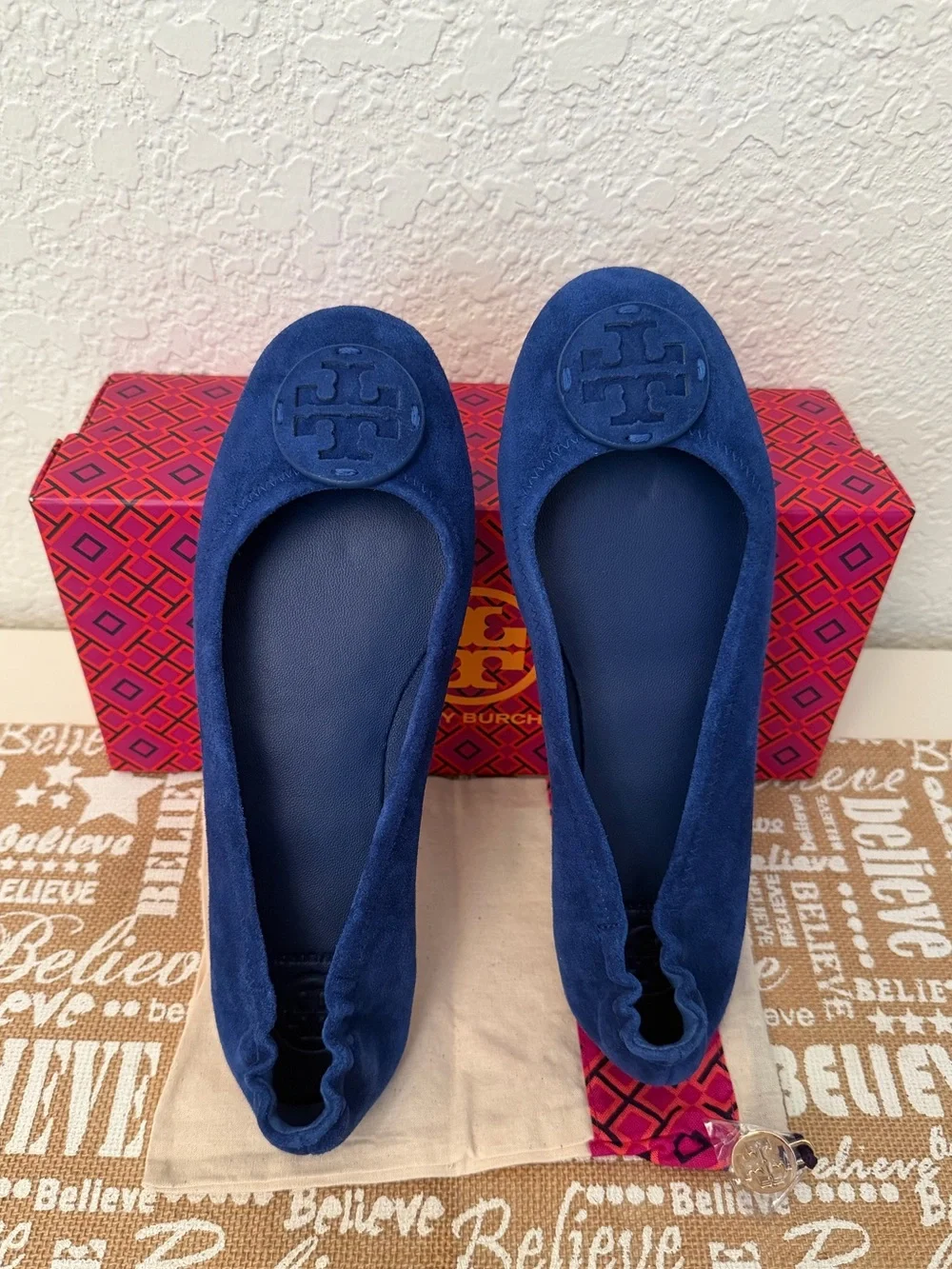 NIB Tory Burch Minnie Travel Ballet Suede Flats